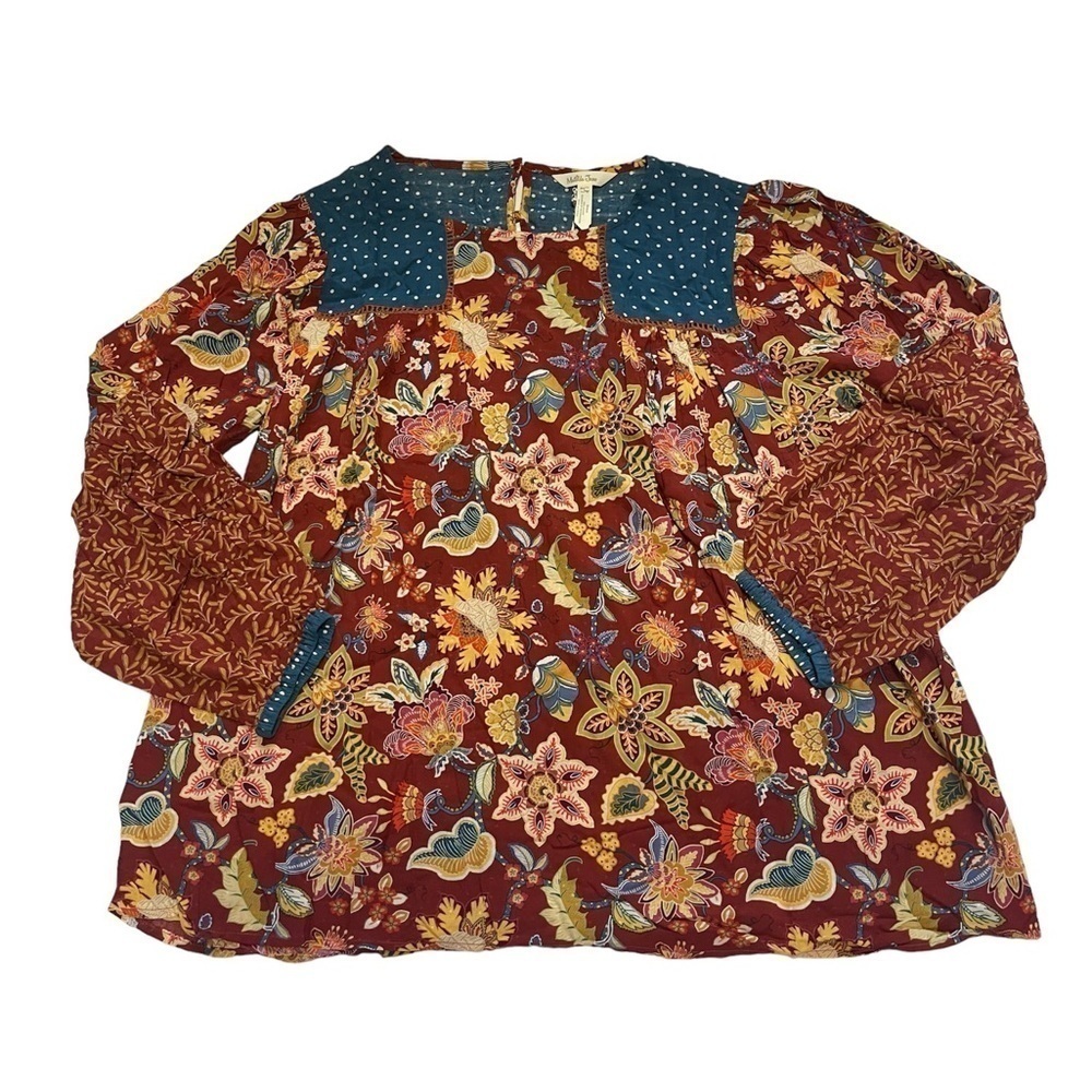 NEW Matilda Jane Orange & Red Garden Mum Peasant Top US L